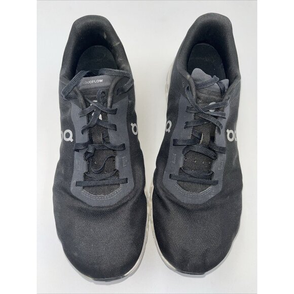 ON RUNNING Cloudflow 4 Running Shoes Black White Size 9 Men's - Picture 1 of 6